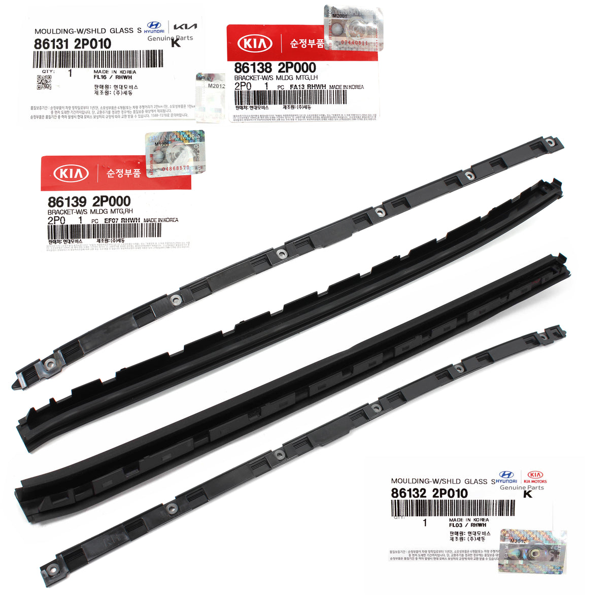 GENUINE Windshield Pillar Molding &amp; Bracket Set LH &amp; RH for 11-15 Kia Sorento