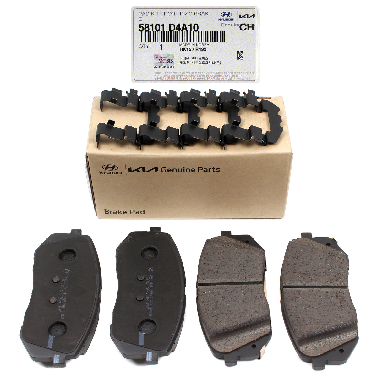 GENUINE Front Disc Brake Pad Set for 16-20 Hyundai Sonata Optima 58101D4A10