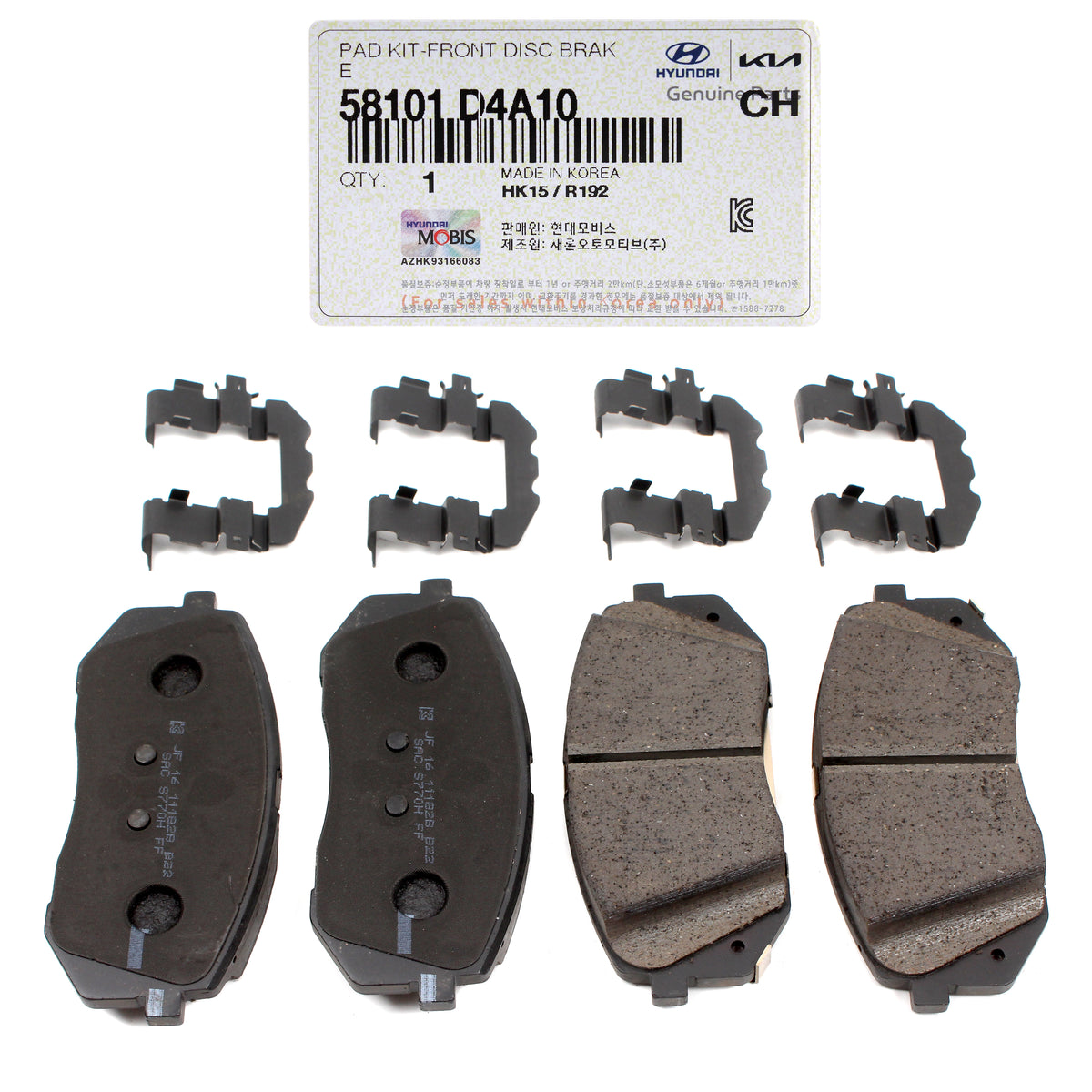 GENUINE Front Disc Brake Pad Set for 16-20 Hyundai Sonata Optima 58101D4A10