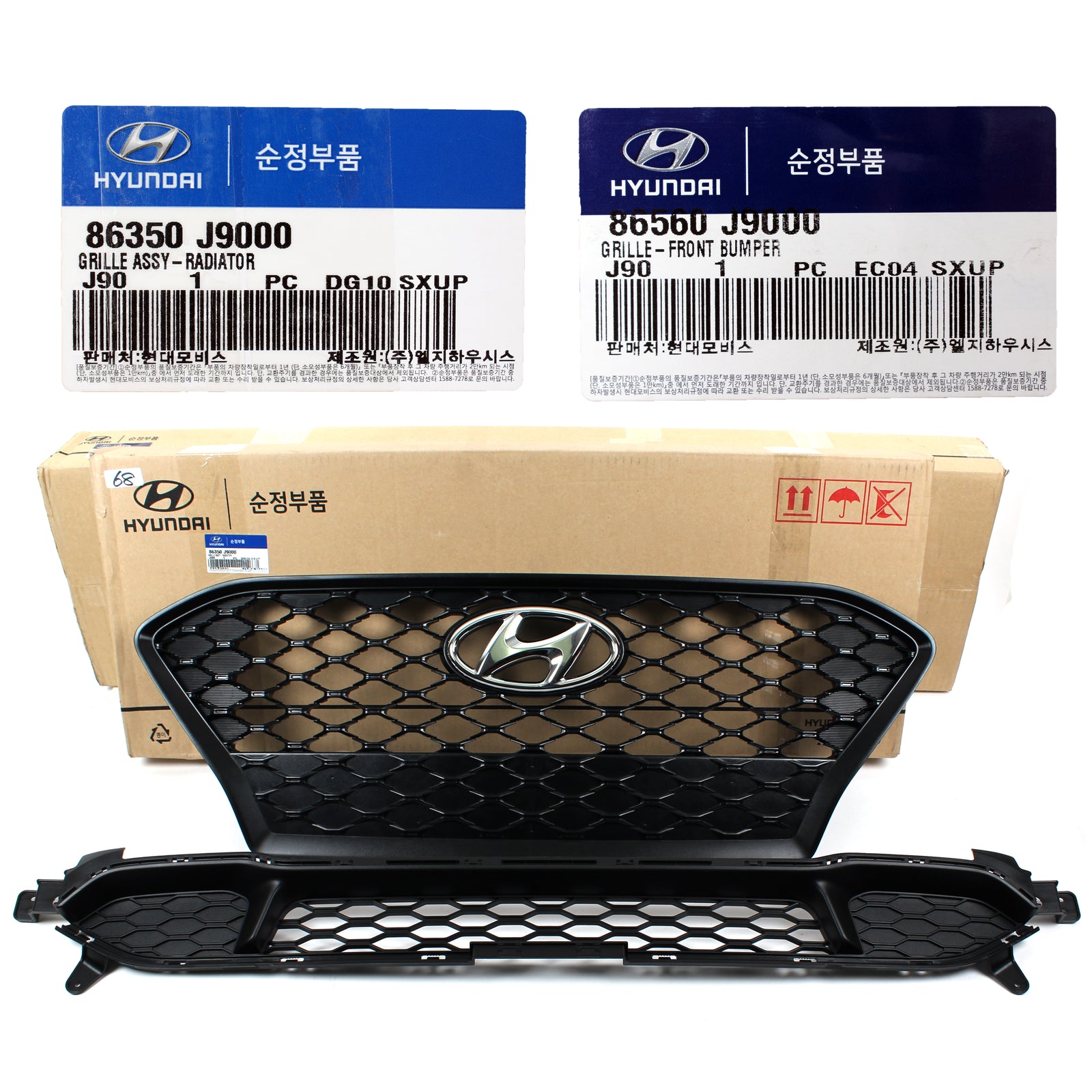 GENUINE Radiator Bumper Grille BLACK for 18-21 Hyundai Kona OEM 86350J9000