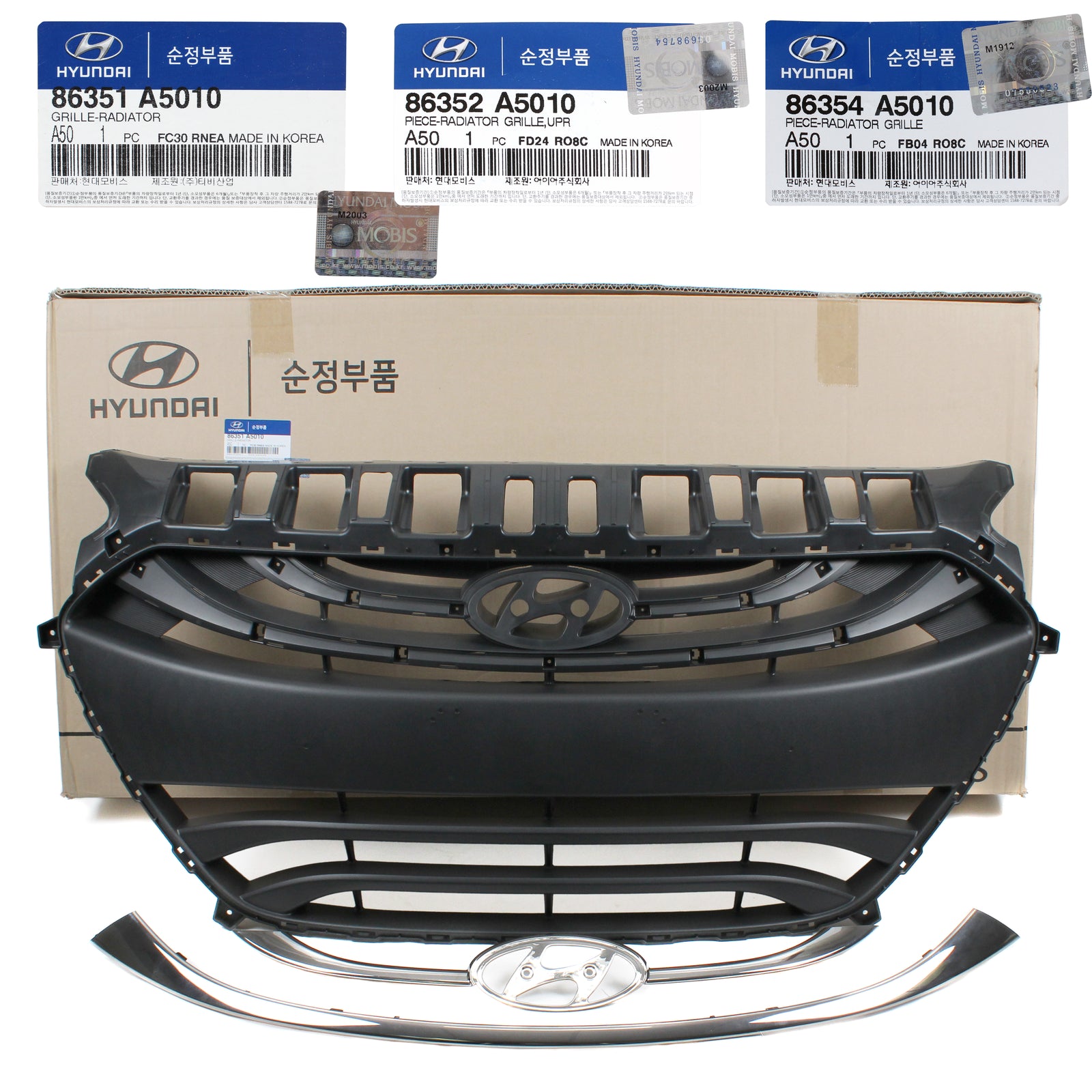 GENUINE Radiator Grille Set 3PCS for 2013-2015 Hyundai Elantra GT 86351A5010