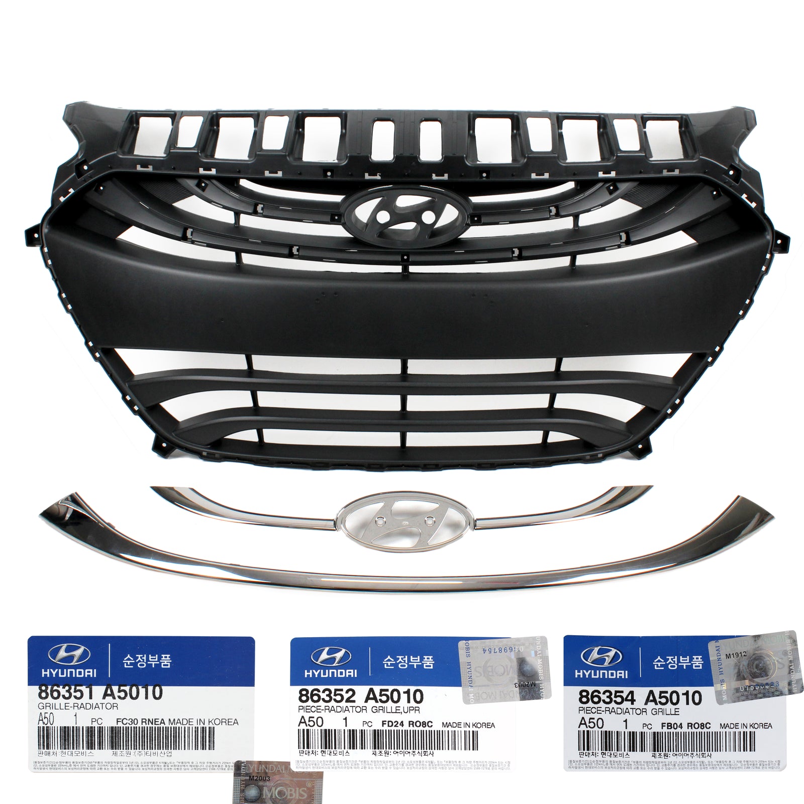 GENUINE Radiator Grille Set 3PCS for 2013-2015 Hyundai Elantra GT 86351A5010