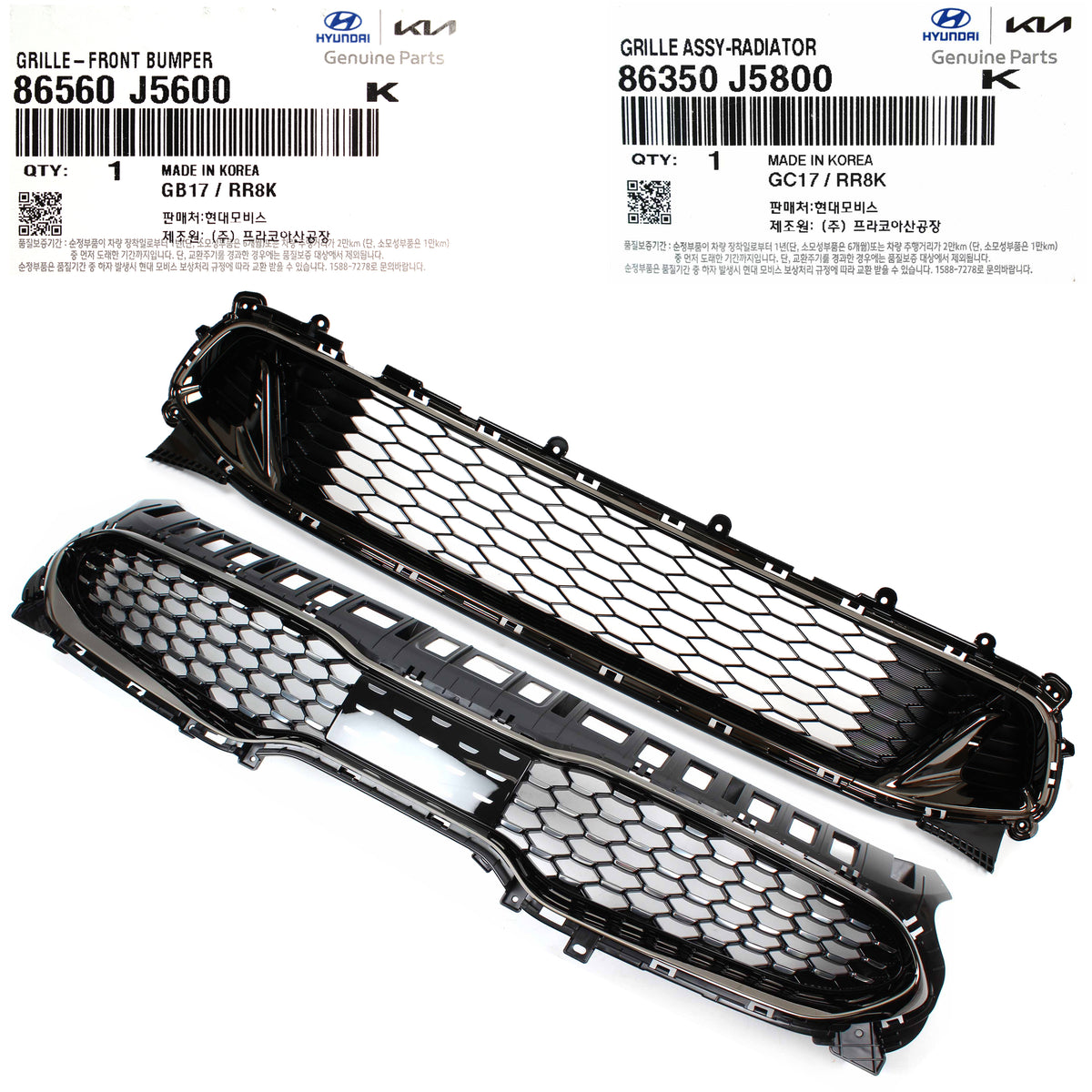 GENUINE Radiator Grille &amp; Lower Grille 2018-21 Kia Stinger GT 3.3L 86350J5800