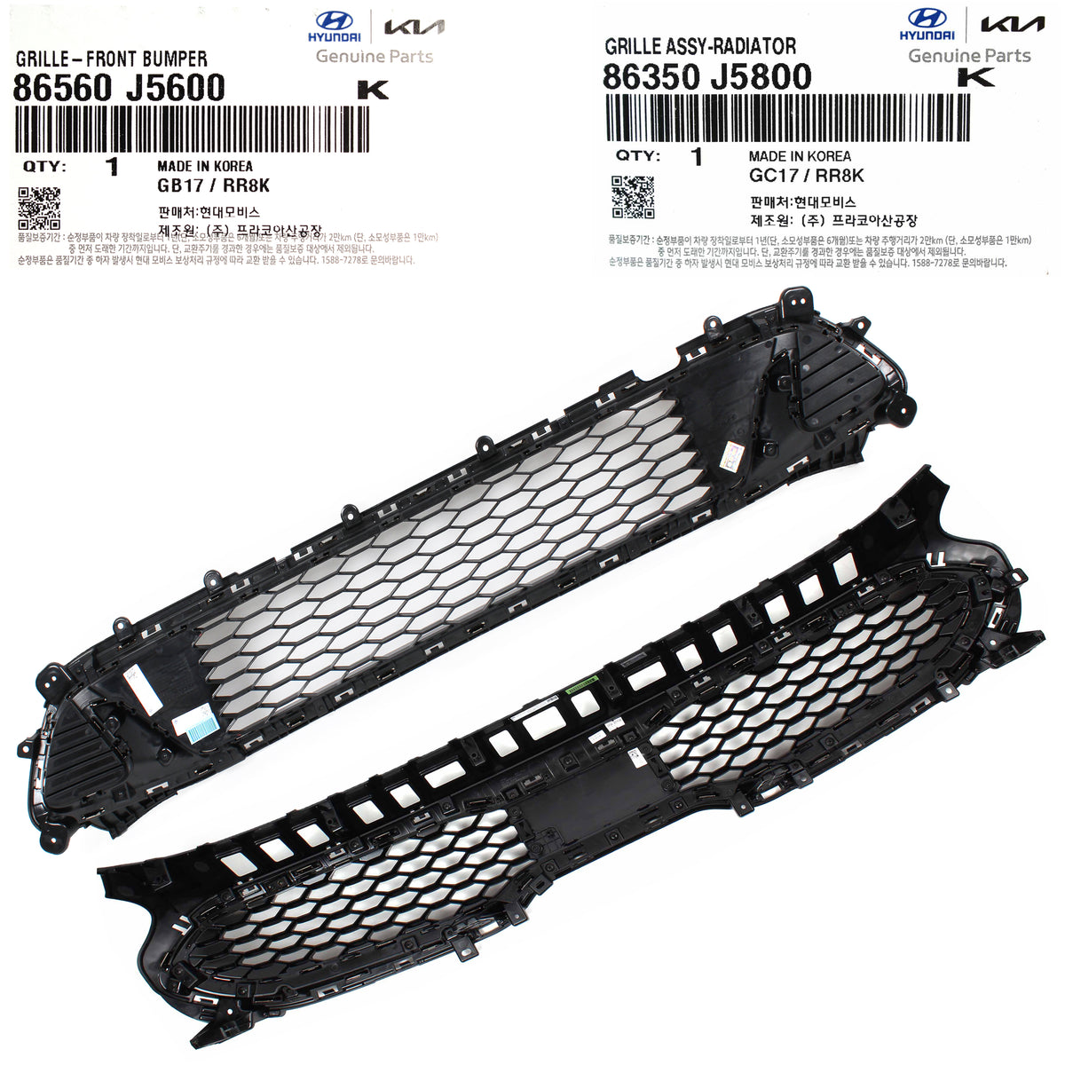 GENUINE Radiator Grille &amp; Lower Grille 2018-21 Kia Stinger GT 3.3L 86350J5800