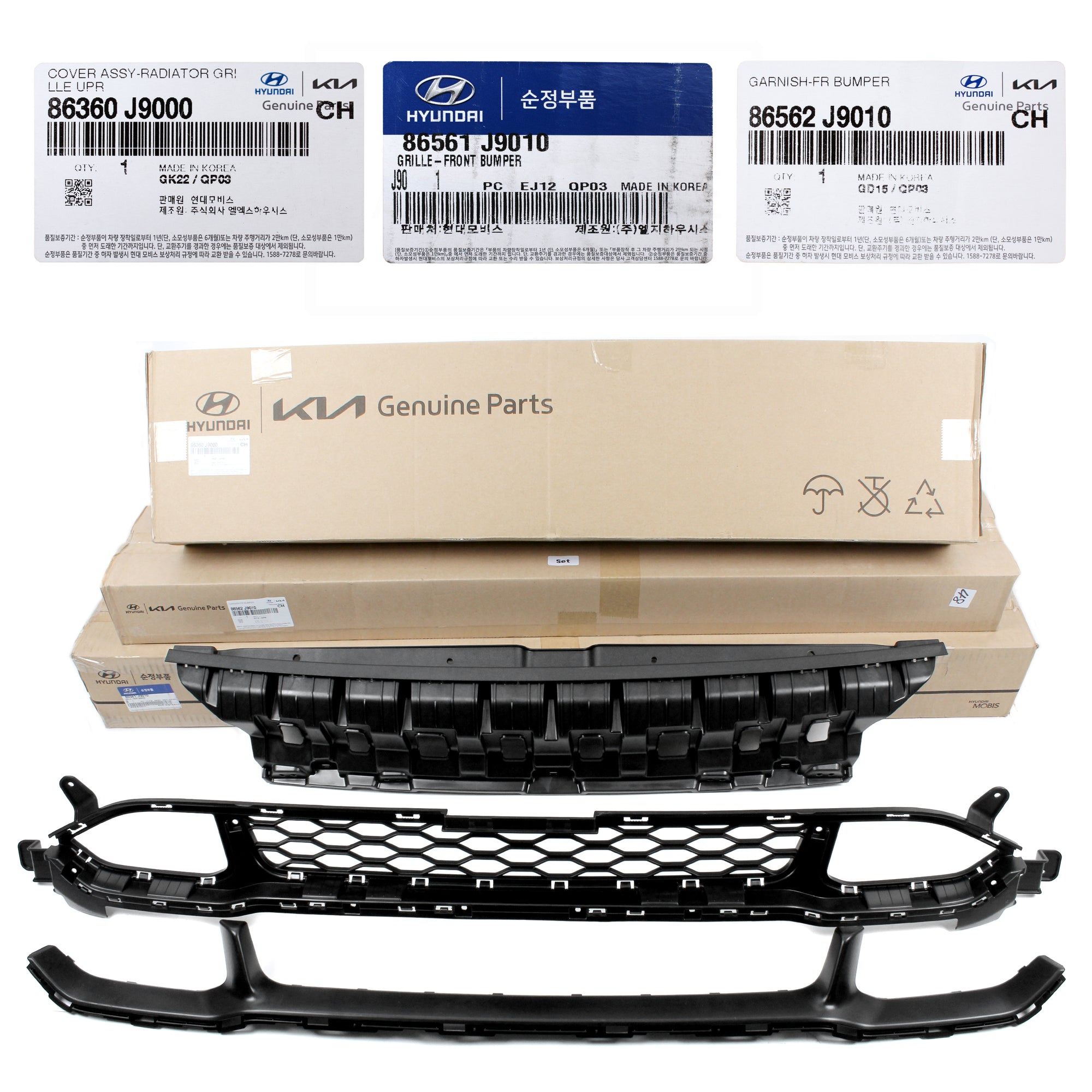 GENUINE Front Bumper Grille Set 3PCS for 2018-2021 Hyundai Kona 86360J9000