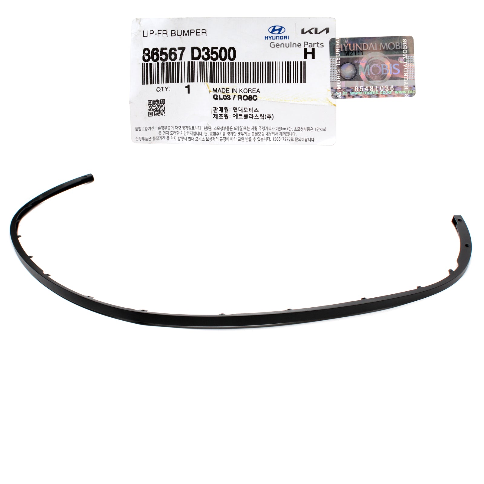 GENUINE Front Bumper Lower Lip Deflector for 19-21 Hyundai Tucson 86567D3500