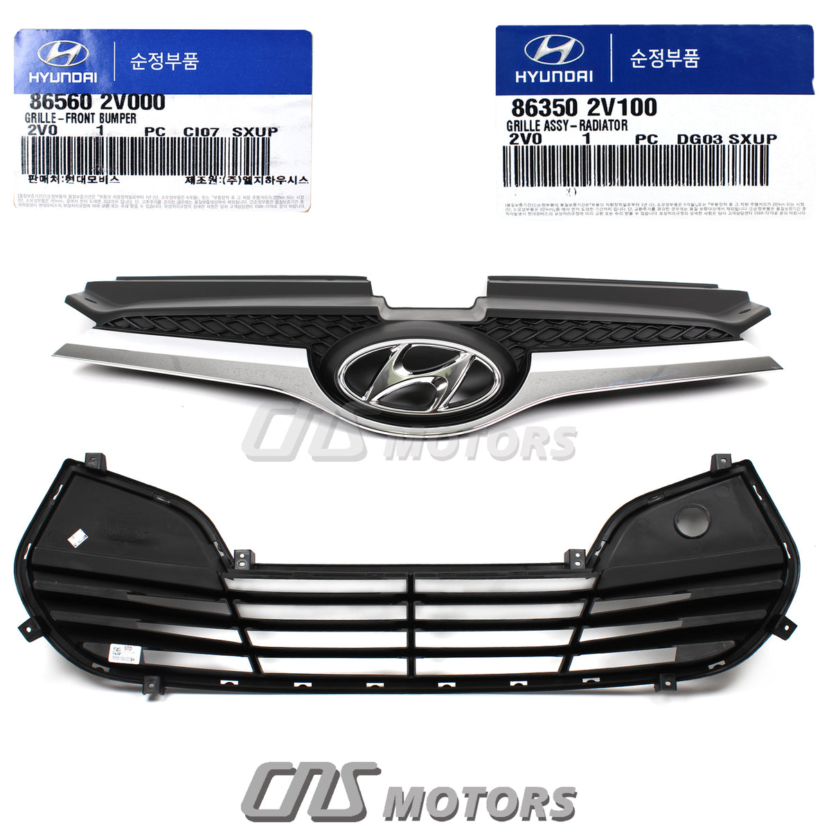 GENUINE Grille Radiator Upper &amp; Lower 2012-2017 Hyundai Veloster Base