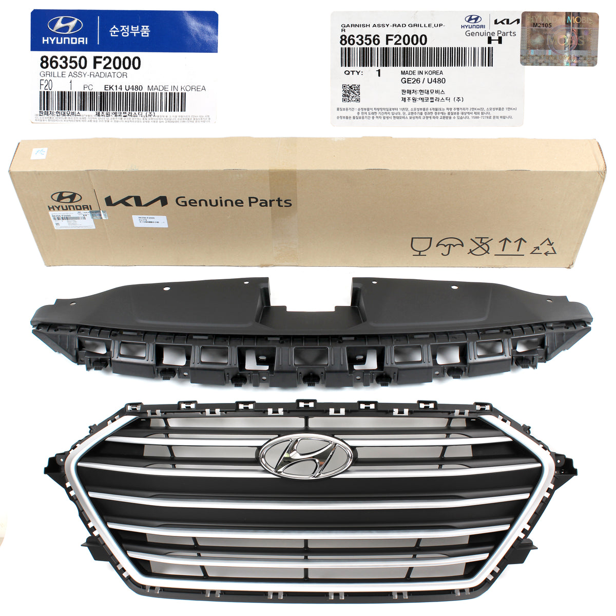 GENUINE Radiator Grille &amp; Upper Cover for 2017 2018 Hyundai Elantra 86350F2000
