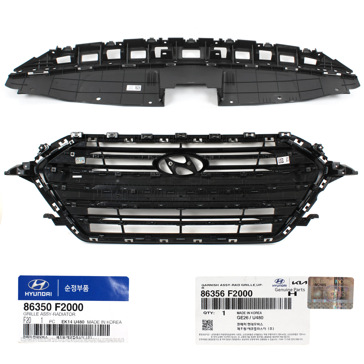 GENUINE Radiator Grille &amp; Upper Cover for 2017 2018 Hyundai Elantra 86350F2000