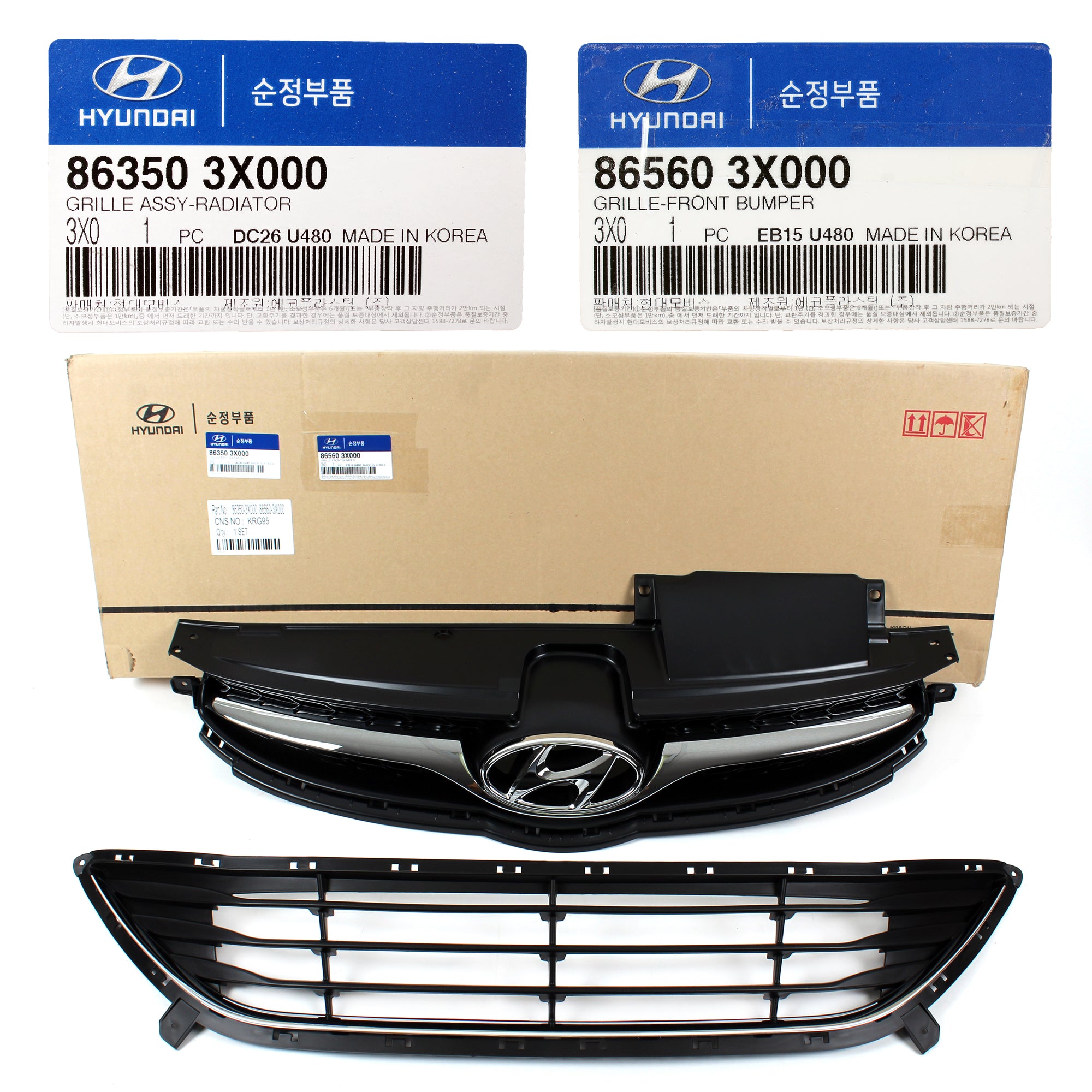 GENUINE Grille Radiator Upper & Lower for 2011-2013 Hyundai Elantra 863503X000
