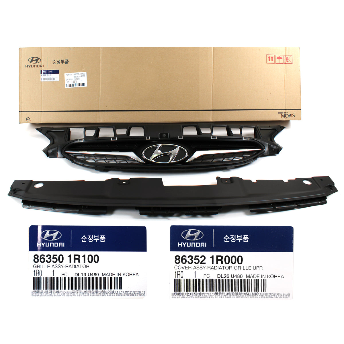 GENUINE Hyundai Accent 2012-2014 for Front Radiator Grille &amp; Upper Cover 2PCS