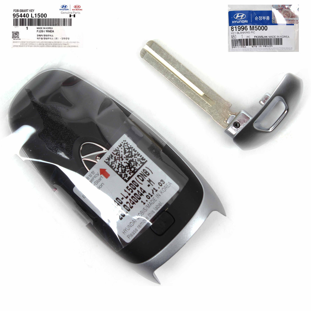 GENUINE FOB Smart Key Remote &amp; Blank Key for 19-20 Hyundai Sonata 95440L1500