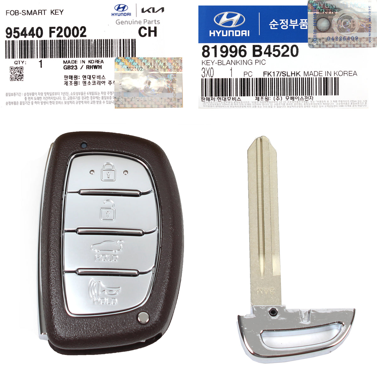 GENUINE FOB Smart Remote &amp; Blanking Key for 19-20 Hyundai Elantra 95440F2002