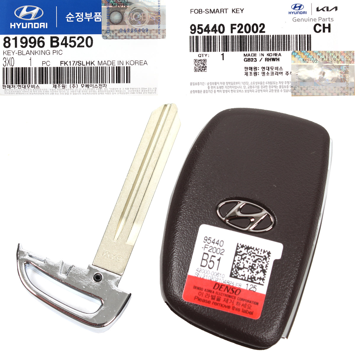 GENUINE FOB Smart Remote &amp; Blanking Key for 19-20 Hyundai Elantra 95440F2002