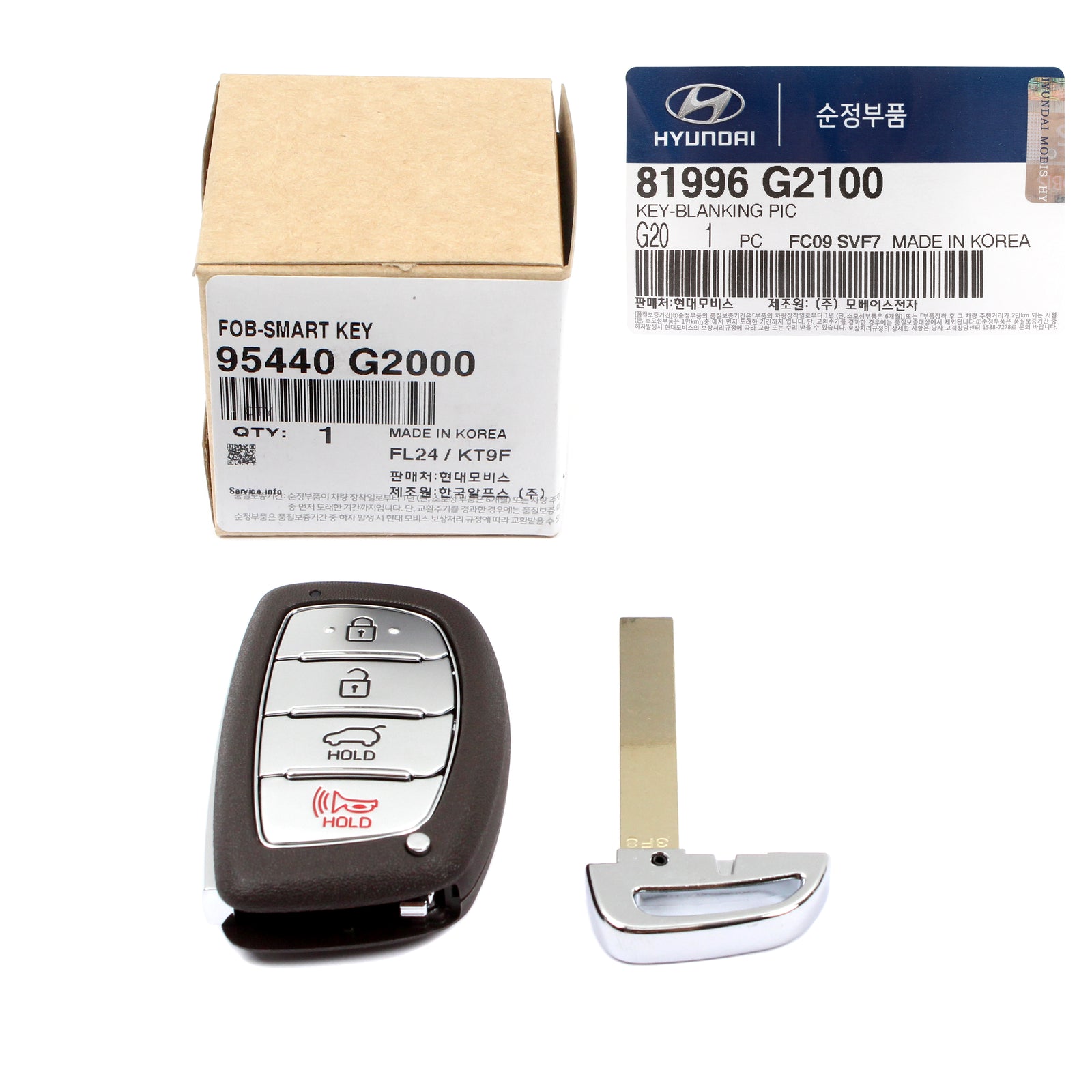 GENUINE FOB Smart Remote & Blanking Key for 2017-2019 Hyundai Ioniq 95440G2000