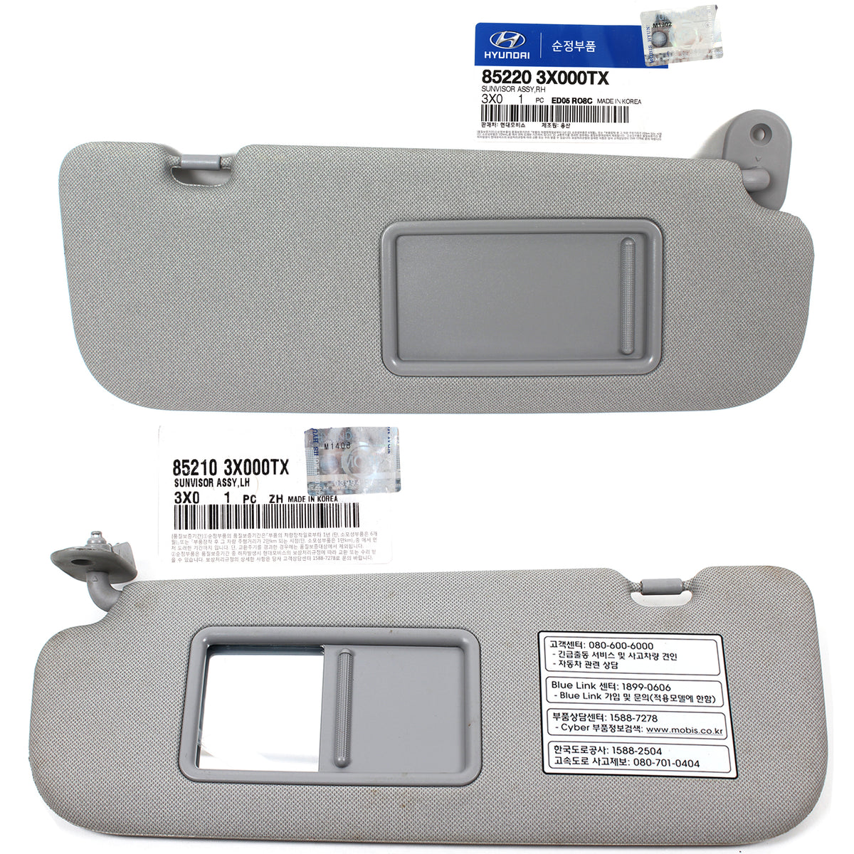 GENUINE Sun Visor Gray DRIVER &amp; PASSENGER for 2011-2015 Hyundai Elantra