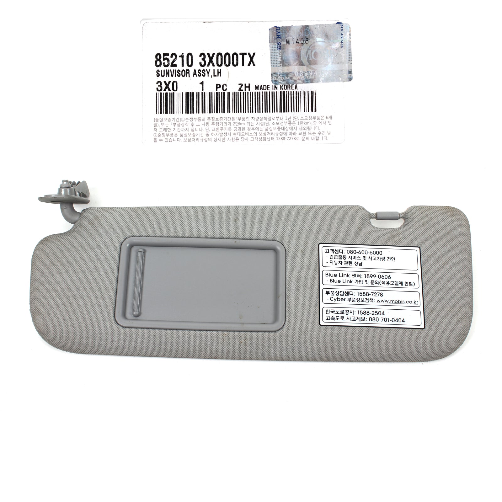 GENUINE Sun Visor DRIVER Side Gray for 2011-2015 Hyundai Elantra 852103X000TX