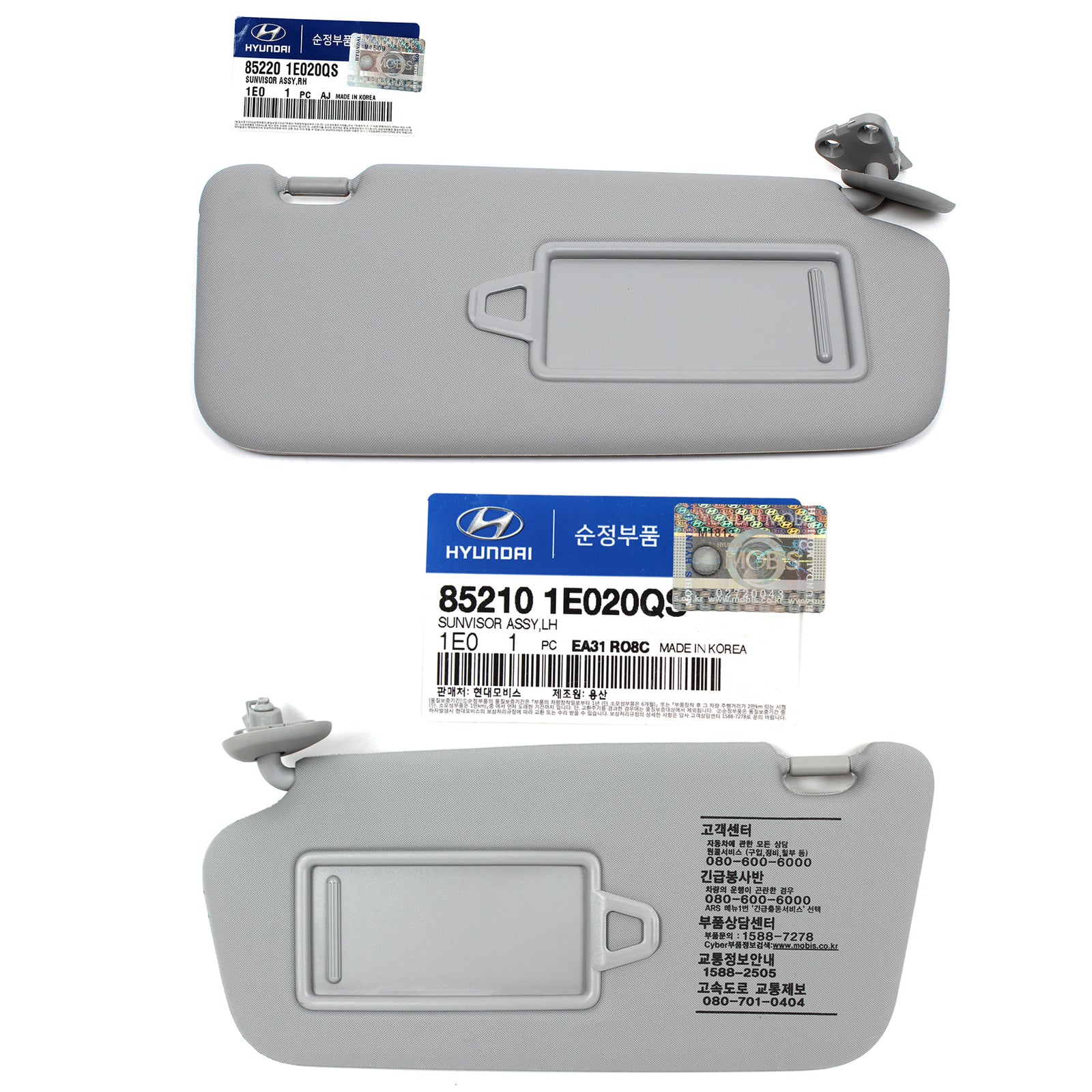 GENUINE Sun Visor Gray LEFT & RIGHT for 2006-2010 Hyundai Accent Verna OEM
