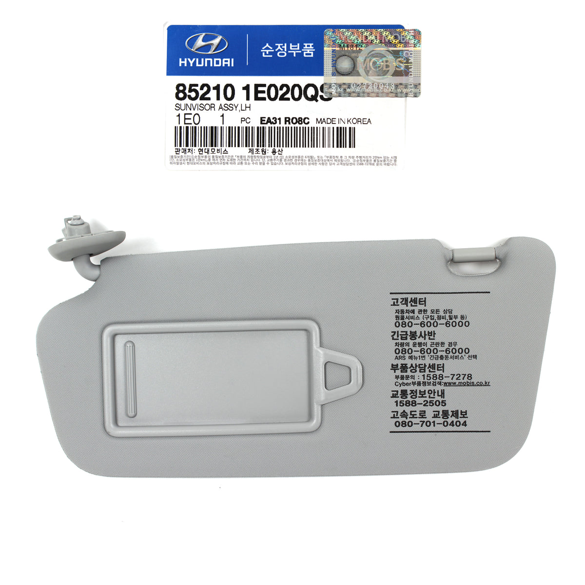 GENUINE Sun Visor Gray Driver LH for 06-10 Hyundai Accent Verna OEM 852101E020QS