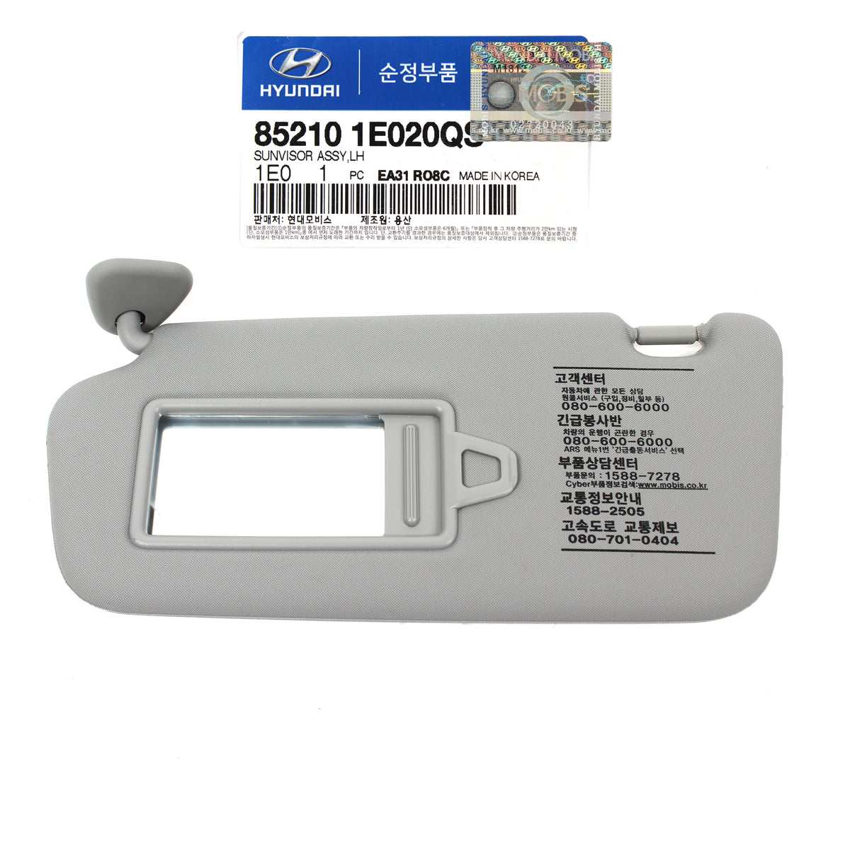 GENUINE Sun Visor Gray Driver LH for 06-10 Hyundai Accent Verna OEM 852101E020QS