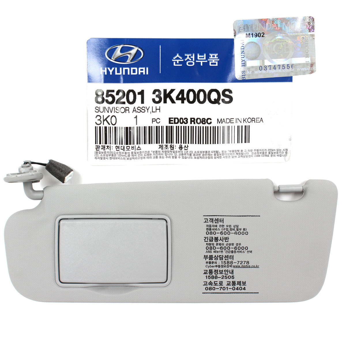 GENUINE Sun Visor Driver LH for 2006-2010 Hyundai Sonata OEM 852013K400QS