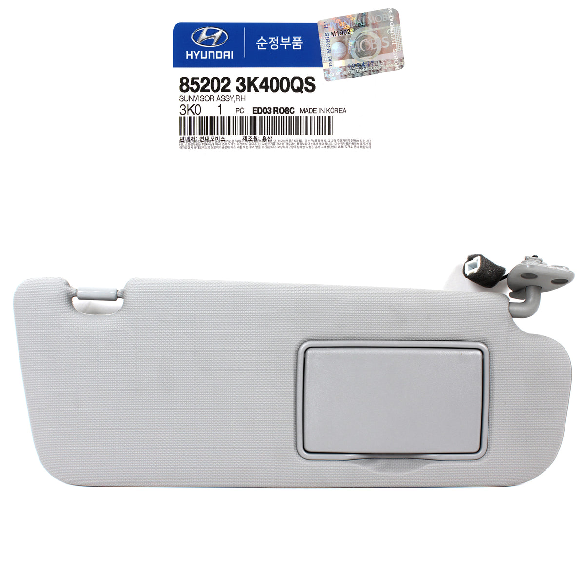 GENUINE Sun Visor Gray Passenger RH for 06-10 Hyundai Sonata OEM 852023K400QS