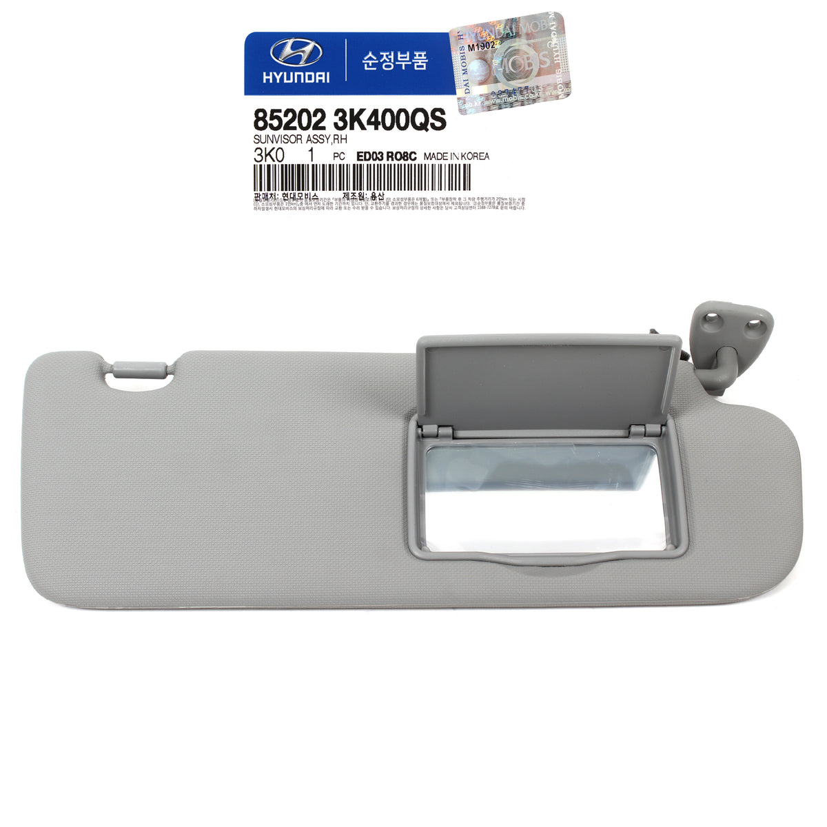 GENUINE Sun Visor Gray Passenger RH for 06-10 Hyundai Sonata OEM 852023K400QS