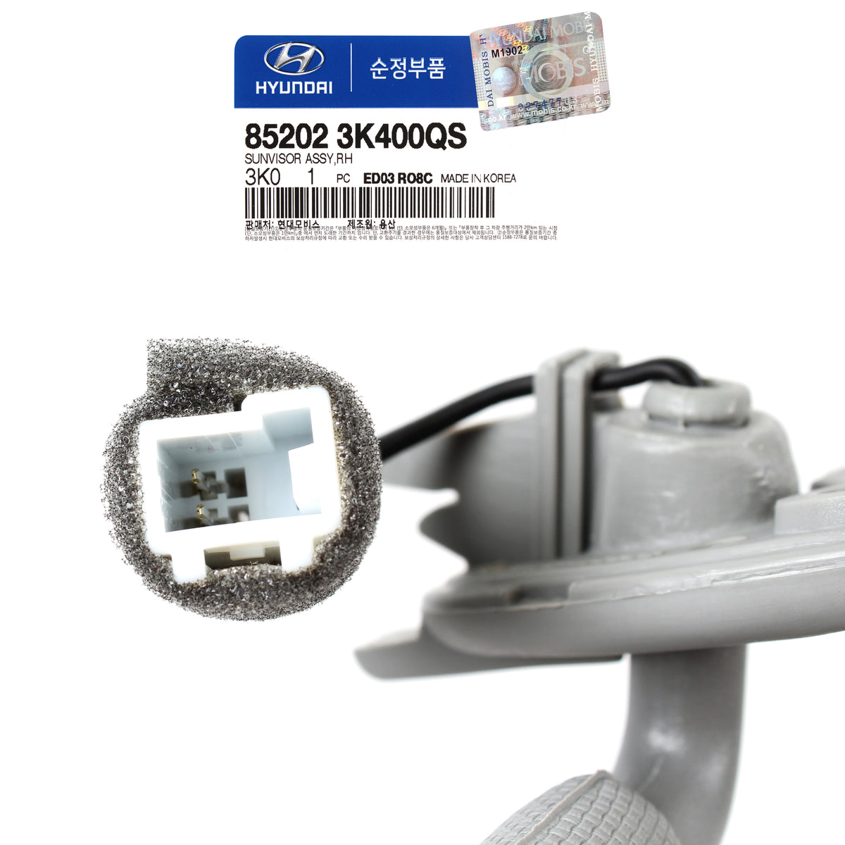 GENUINE Sun Visor Gray Passenger RH for 06-10 Hyundai Sonata OEM 852023K400QS