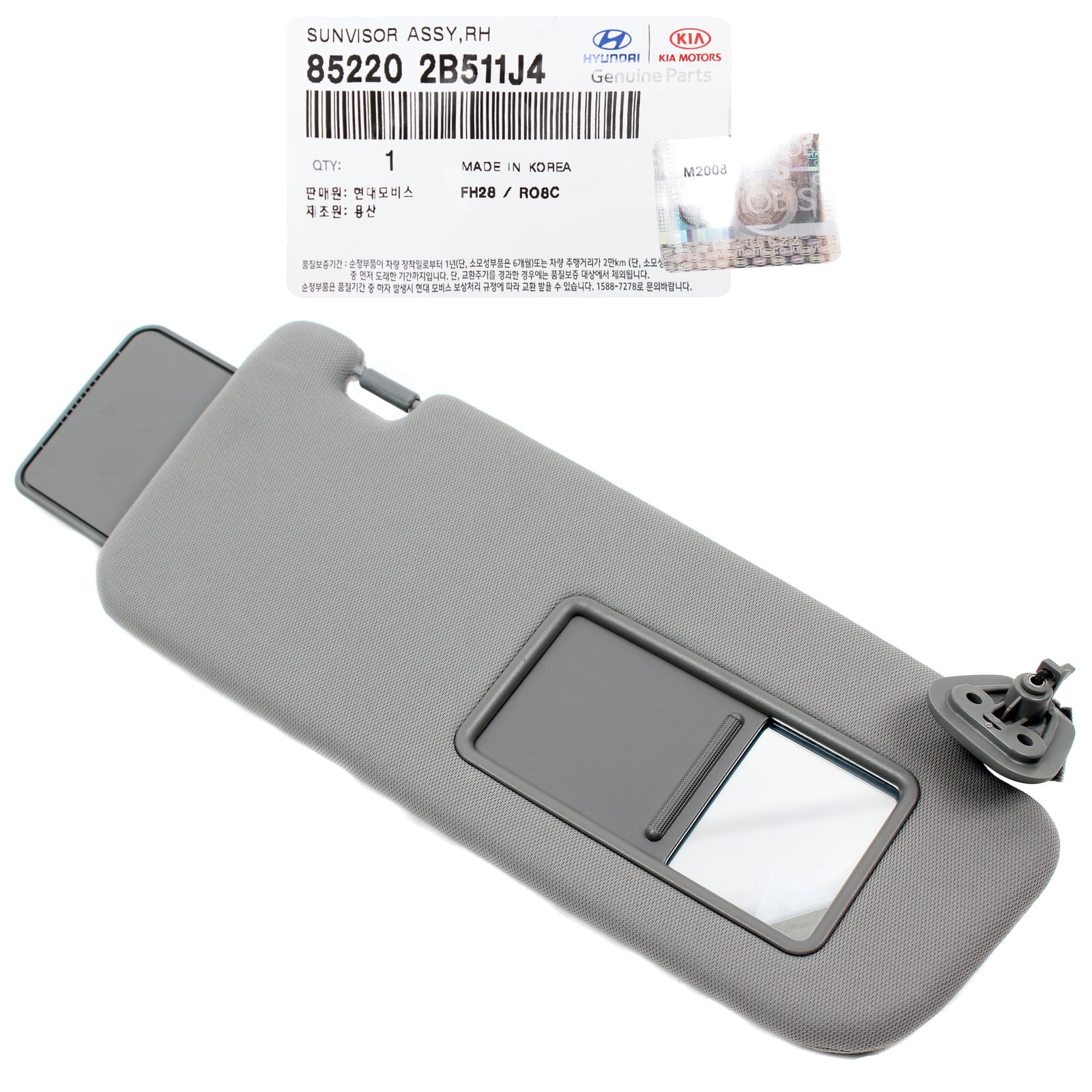 GENUINE Sun Visor GRAY RIGHT PASSENGER for 06-09 Hyundai Santa Fe 852202B511J4