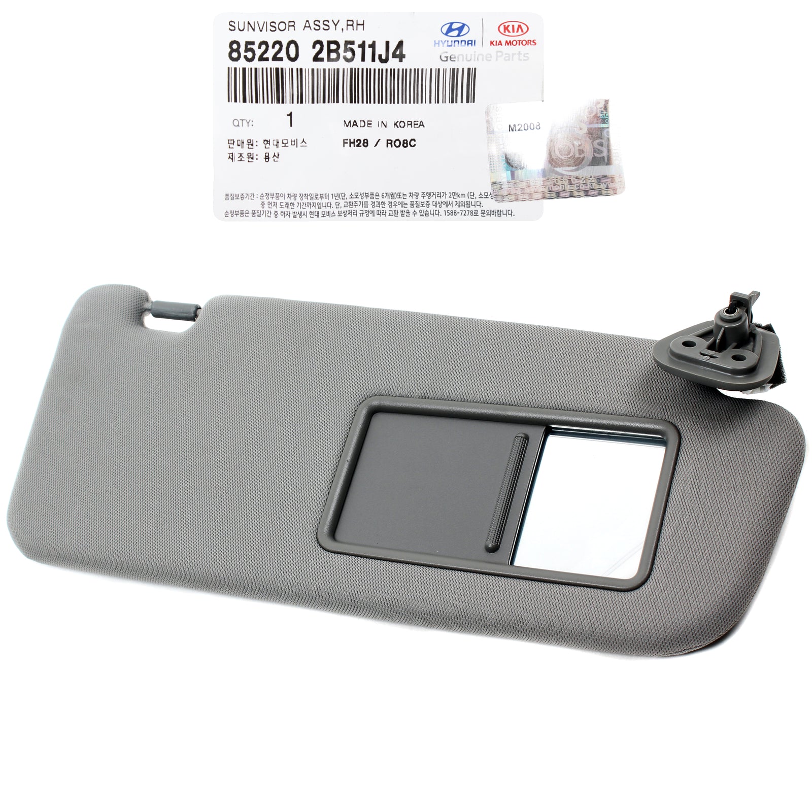 GENUINE Sun Visor GRAY RIGHT PASSENGER for 06-09 Hyundai Santa Fe 852202B511J4