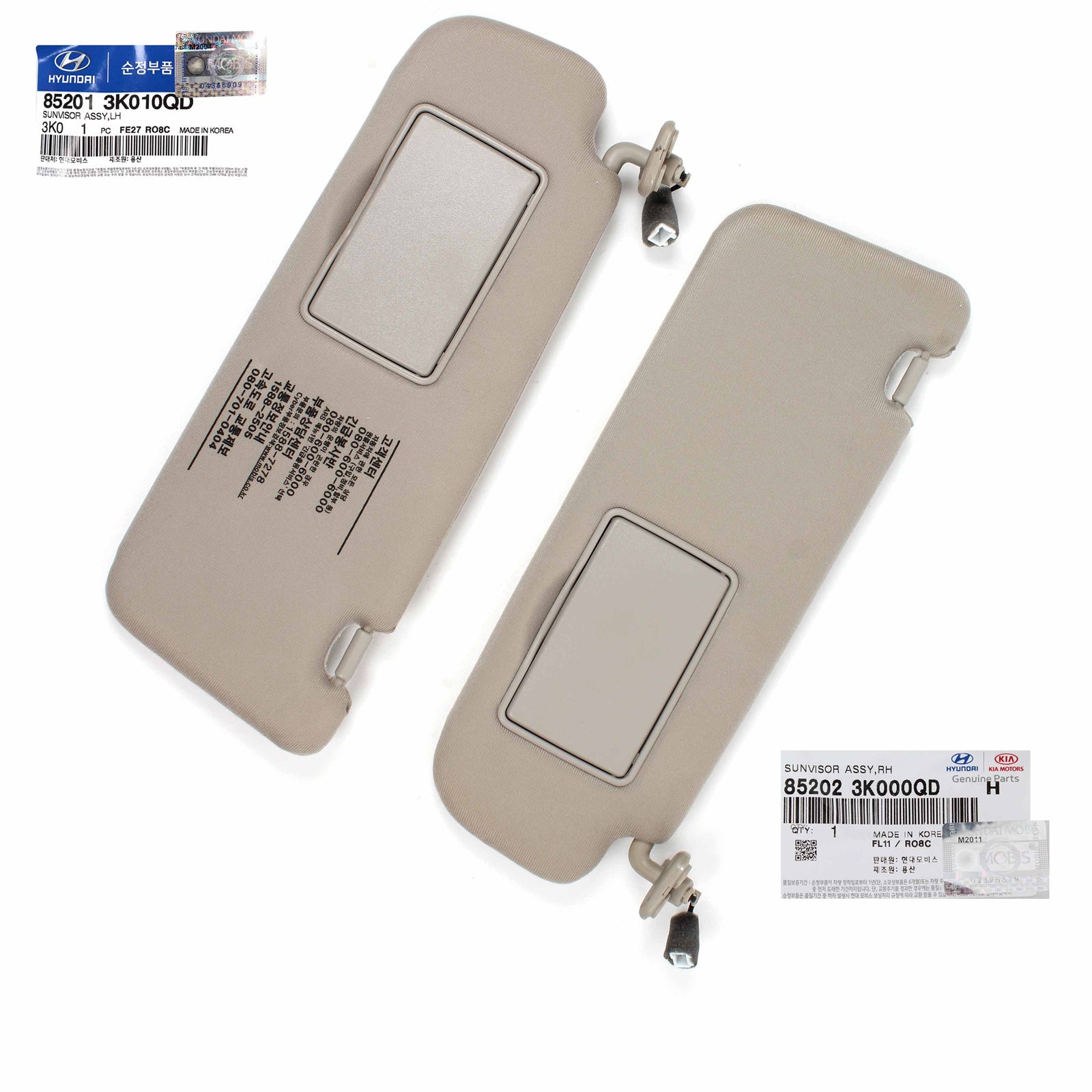 GENUINE Sun Visor LEFT & RIGHT Beige for 2006-2008 Hyundai Sonata 852023K000QD