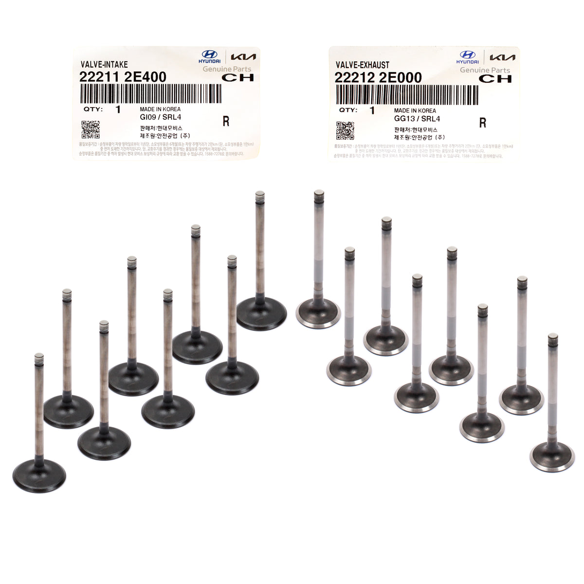 GENUINE Intake Exhaust Valves for 11-20 Hyundai Kia 1.8L 2.0L OEM 222112E400