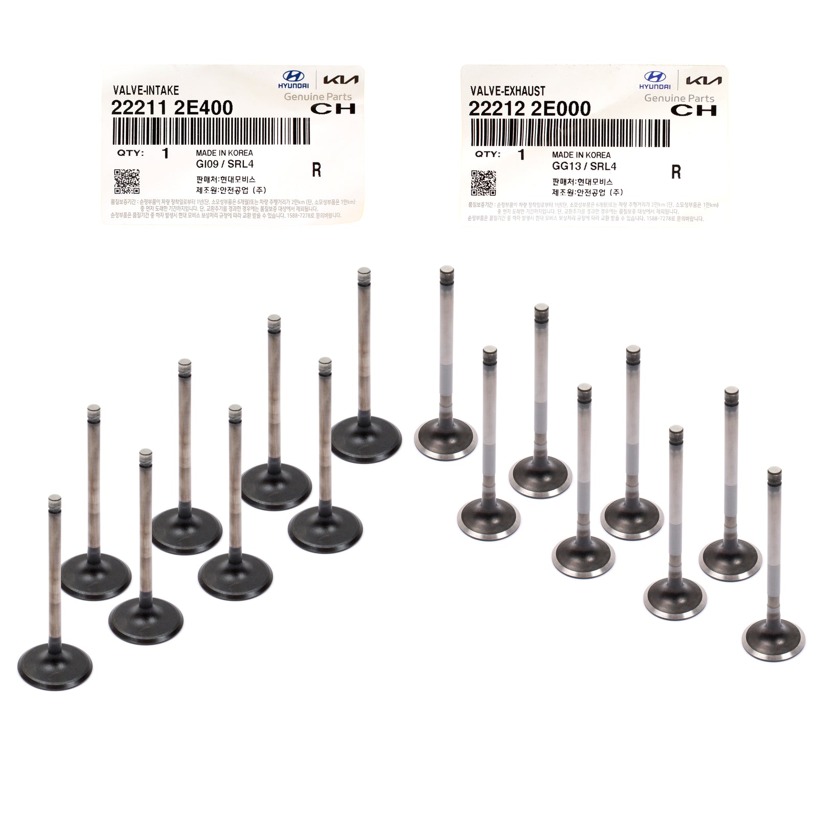 GENUINE Intake Exhaust Valves for 11-20 Hyundai Kia 1.8L 2.0L OEM 222112E400