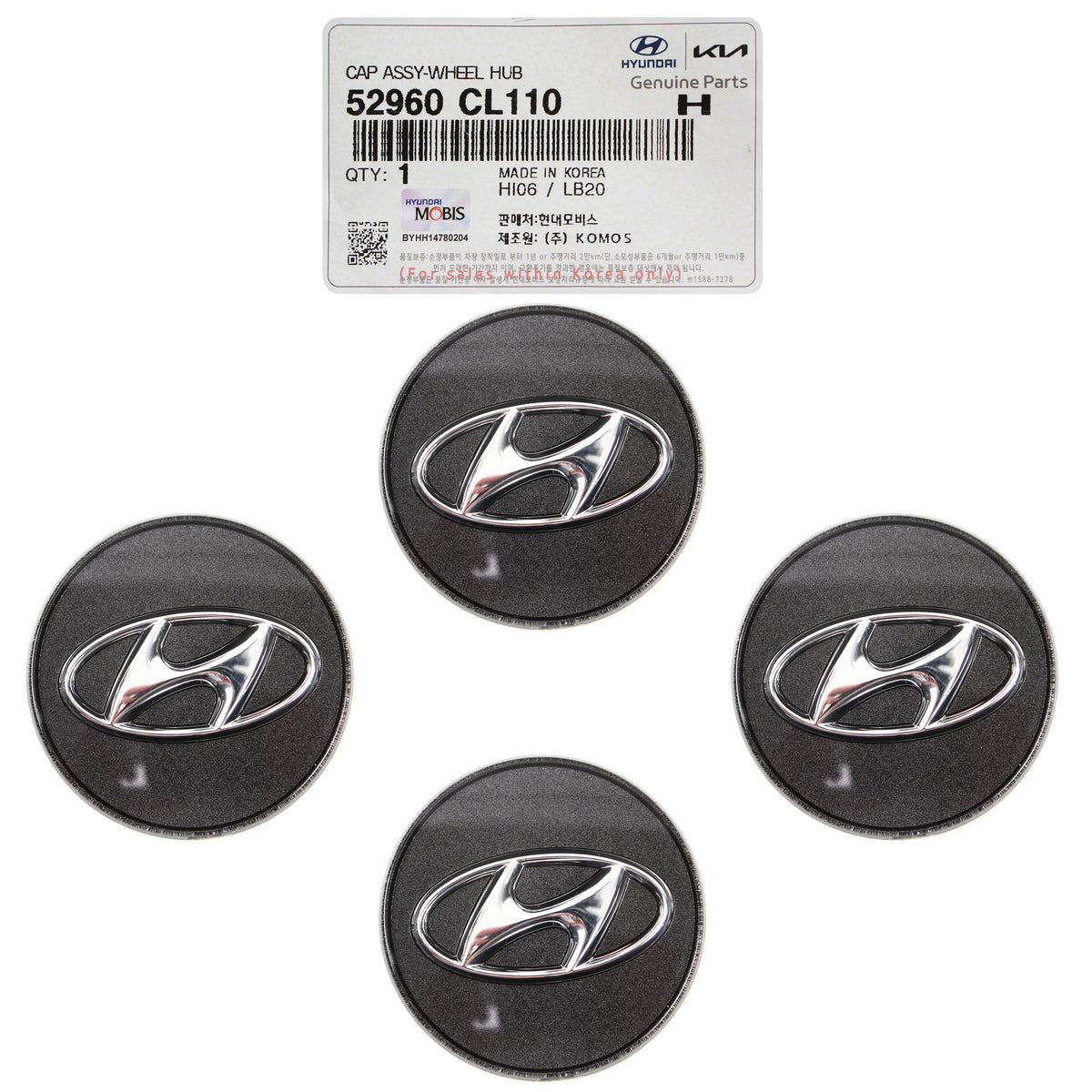 GENUINE Wheel Center Hub Cap 4pcs for 2021-2023 Hyundai Santa Fe 52960CL110