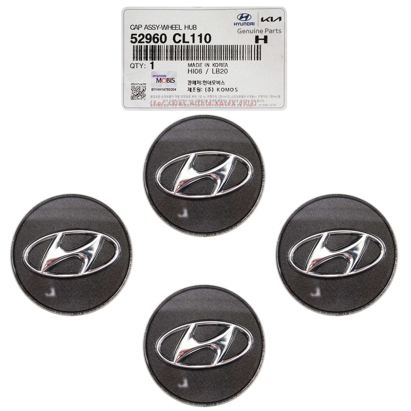 GENUINE Wheel Center Hub Cap 4pcs for 2021-2023 Hyundai Santa Fe 52960CL110