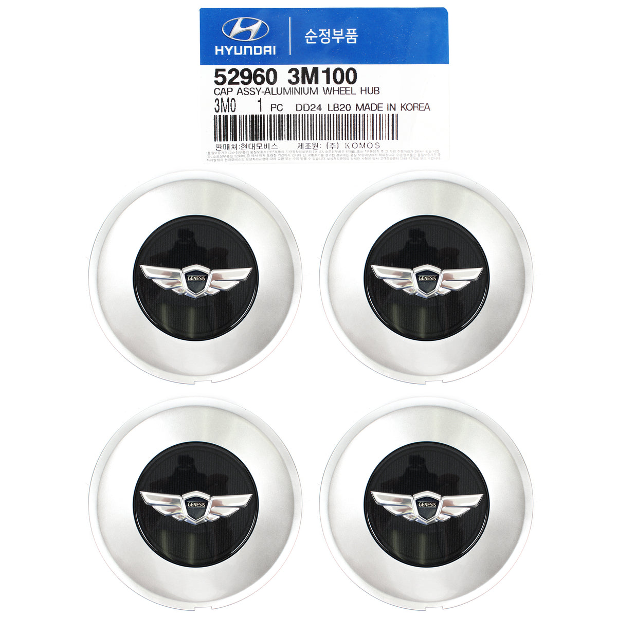 GENUINE WHEEL CENTER HUB CAP 18" 4PCS for 09-14 Hyundai Genesis OEM 529603M100