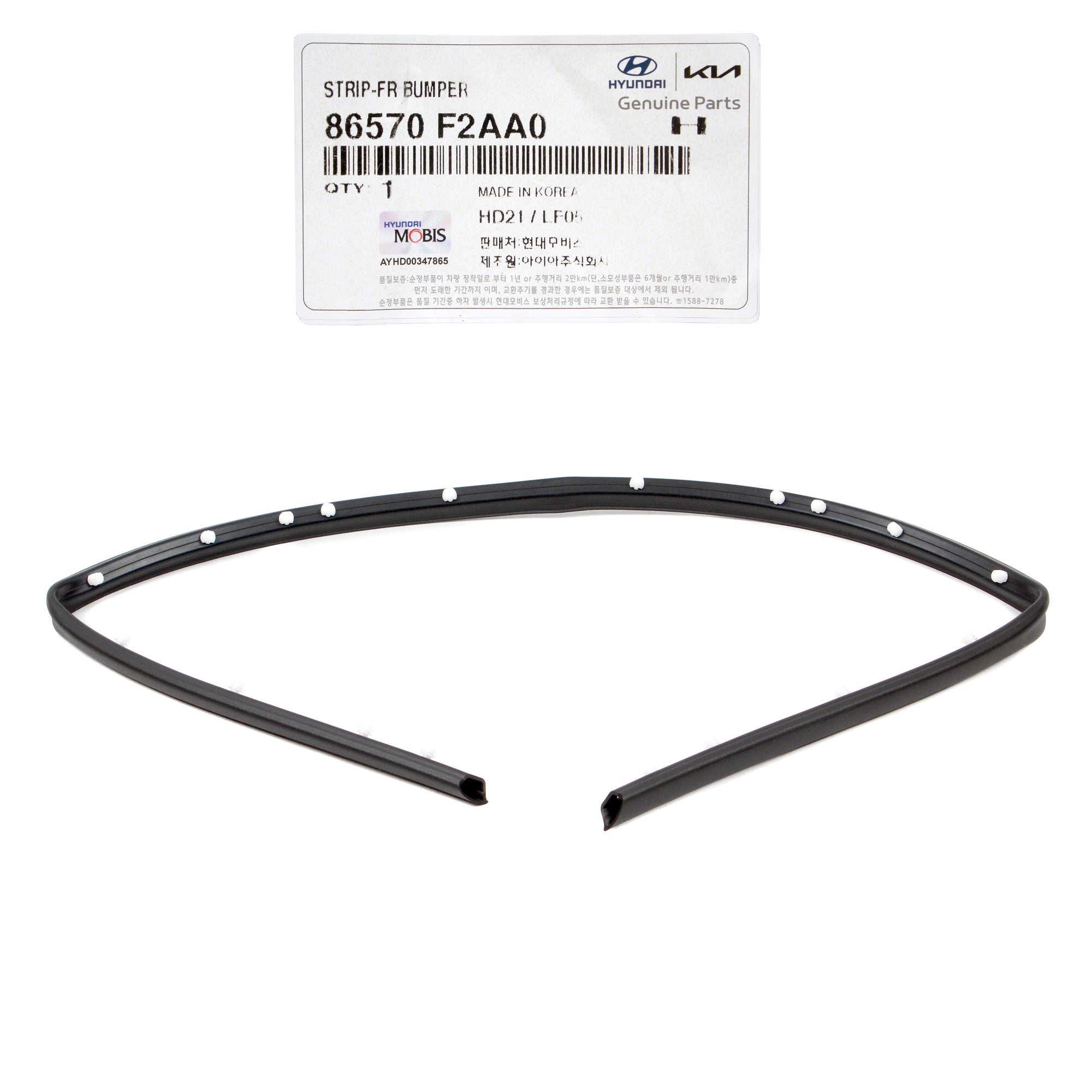 GENUINE Front Bumper Rubber Seal Strip for 19-20 Hyundai Elantra 86570F2AA0